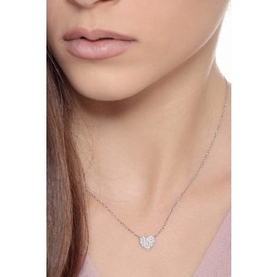 Heart necklace with diamond pavè