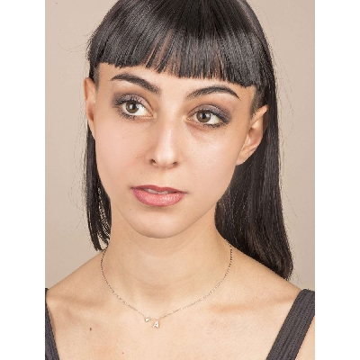 White gold initial A necklace with diamonds