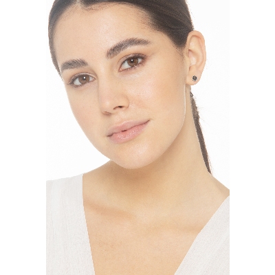 18k white gold single earring with black diamonds