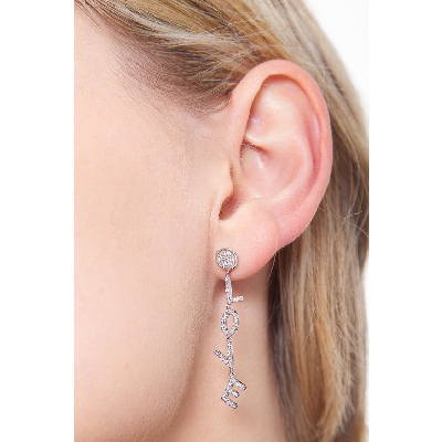 Letter earring LOVE white gold and diamonds