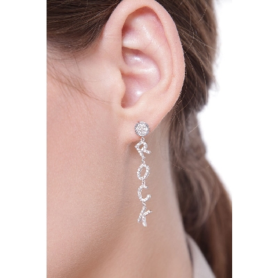 White gold and diamonds letter earring ROCK