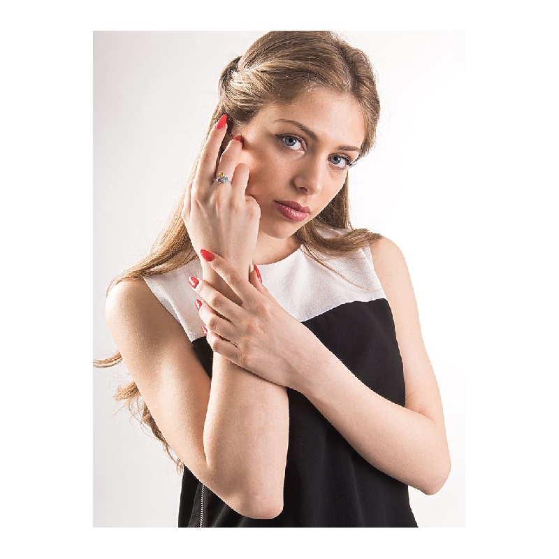 White gold 18k with diamonds and multicolor gemstones White gold 18k with diamonds and multicolor gemstones