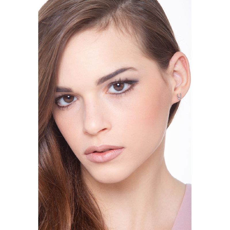 U letter earring in white gold and diamonds U letter earring in white gold and diamonds