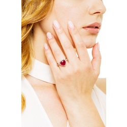 White gold 18k halo ring with a heart cut ruby and diamonds  2