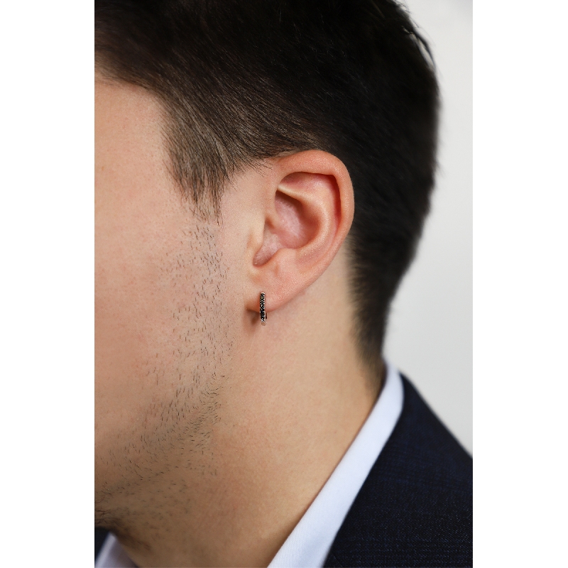 Black diamonds single hoop earring  Black diamonds single hoop earring