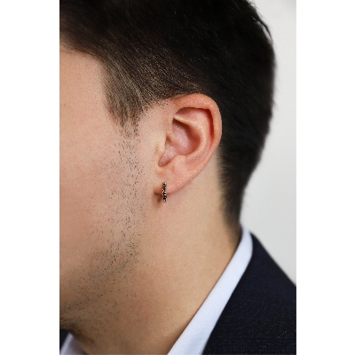 Black diamonds single hoop earring 