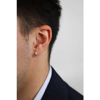 18k white gold single earring cross with diamonds