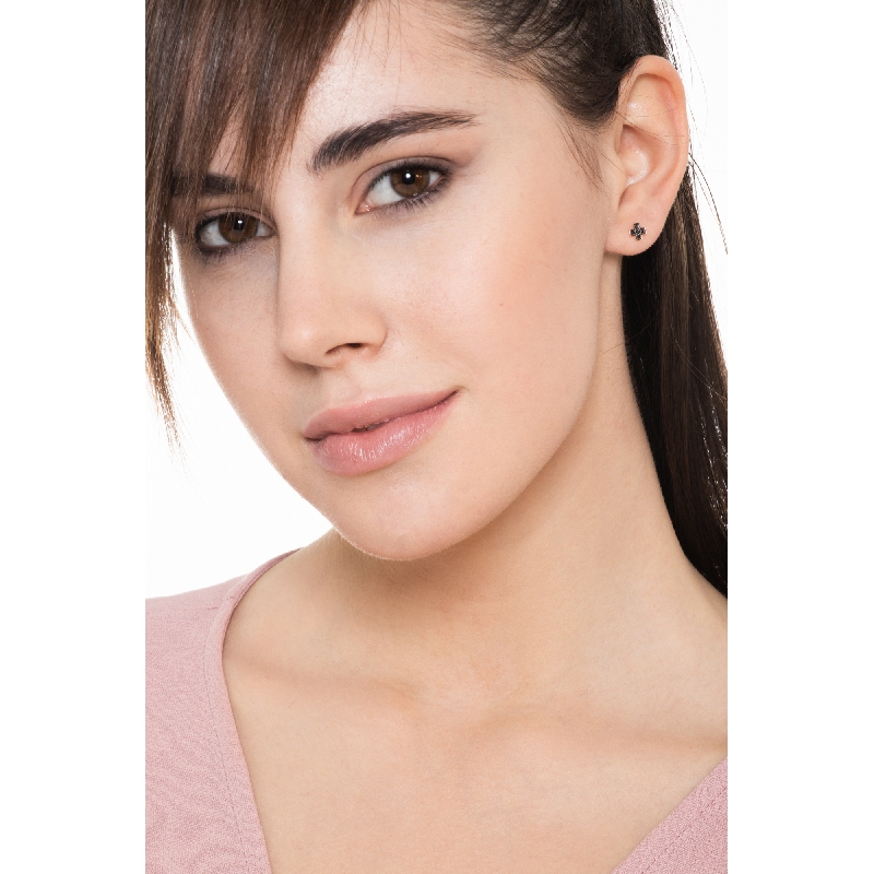 18k rose gold single earring cross black diamonds 18k rose gold single earring cross black diamonds