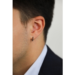 White gold 18k little single earring with black diamonds 2