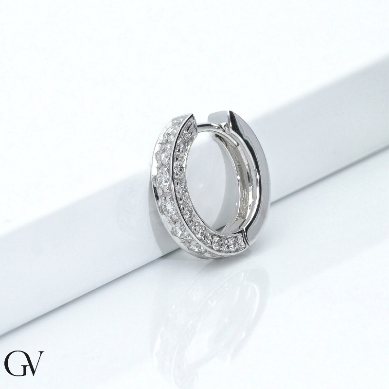 Diamond half channel setting single earring