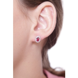 White gold 18k stud earrings with rubies and diamonds 2