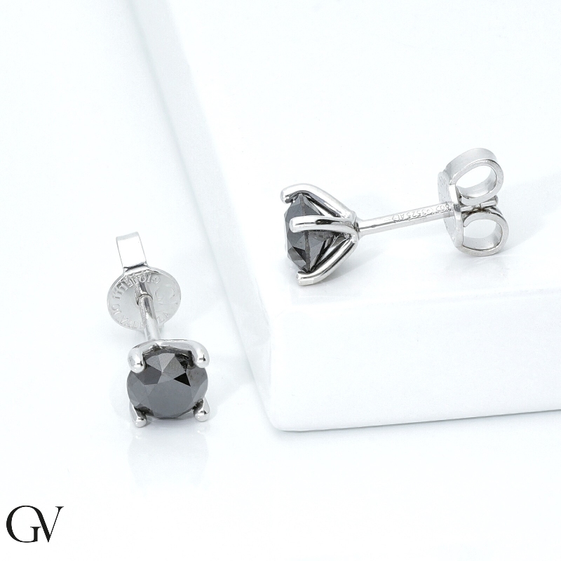 18k white gold stud earrings with black diamonds 18k white gold stud earrings with black diamonds