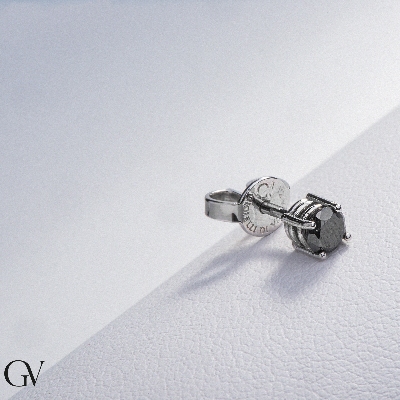 Black diamond single stud man earring