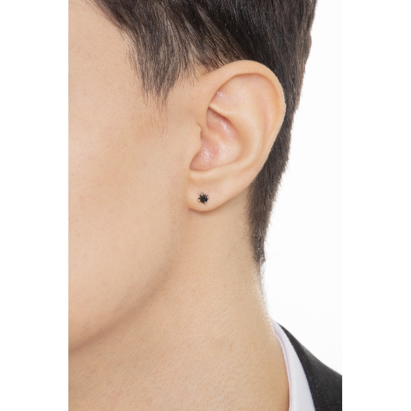 White gold 18k single stud earring with a black diamond White gold 18k single stud earring with a black diamond