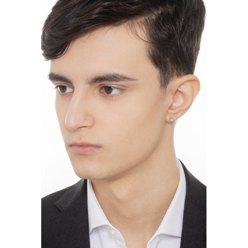 6 prong diamond single earring in 18kt white gold 