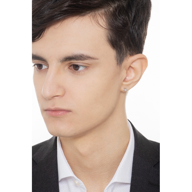 6 prongs diamond single stud earrings in white gold 18k 