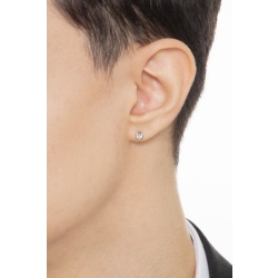 6 prongs diamond single stud earrings in white gold 18k  2