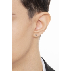 Bezel diamond single stud earring in white gold 18k 2