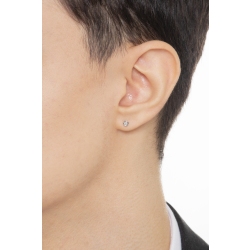 White gold 18k bezel single diamond stud earring 2