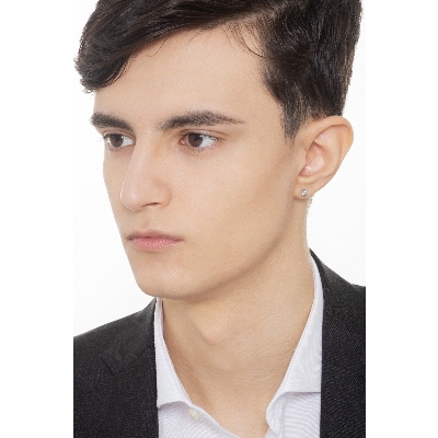 Single hoop in white gold 750 with diamonds 