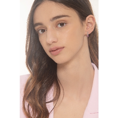 18k white gold earrings with diamonds and pink sapphires