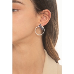 Hoop earrings in white gold 18k with blue sapphires and diamonds 2