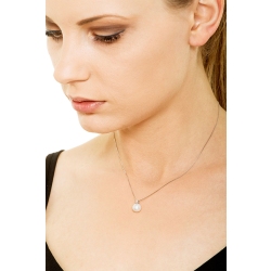 18k white gold necklace with diamond and pearl pendant 2