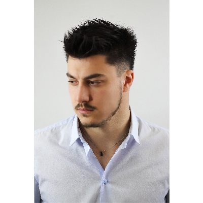 Trilogy necklace in white gold 18k with black diamonds