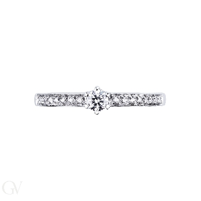 Solitaire ring in white gold 18k with diamonds, ct 0,10
