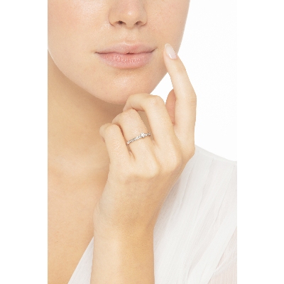 Solitaire ring in white gold 18k with diamonds, ct 0,10