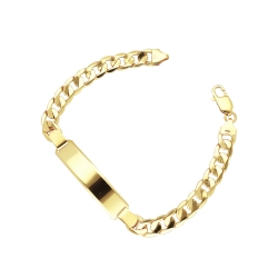 Iced out yellow gold 18k with engravable platelet