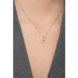 Necklace in 18k white gold with fancy diamond trilogy pendant 2