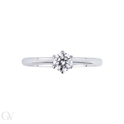 Six prong solitaire setting in white gold 18k