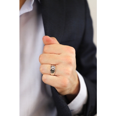 Male solitaire ring white gold 18k