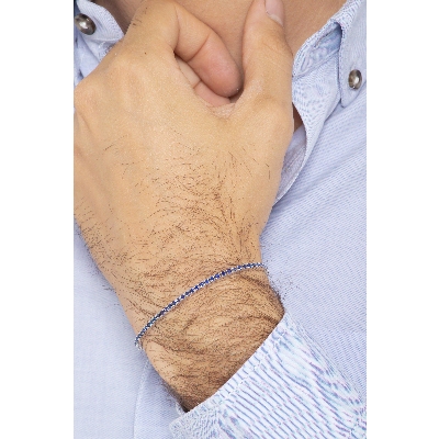 Tennis bracelet in white gold 18k with blue sapphires