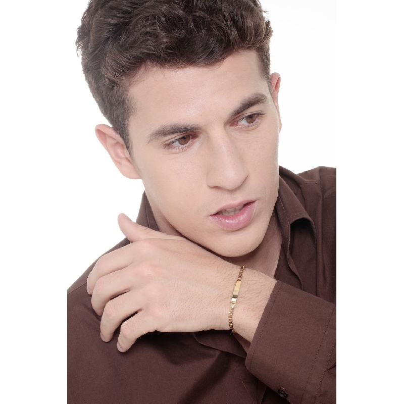 Bracelet in yellow gold 18k with engravable platelet