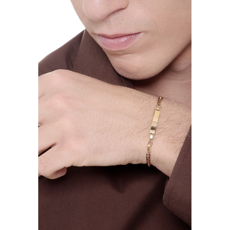 Bracelet in yellow gold 18k with engravable platelet