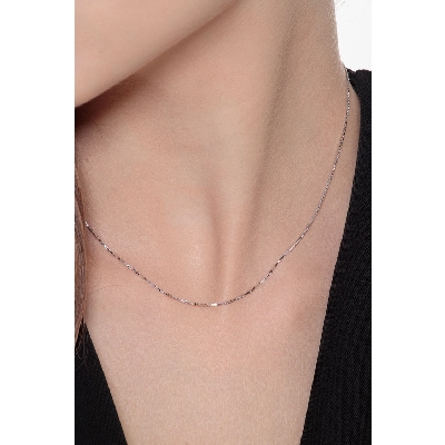 18k white gold venetian chain, 40 cm