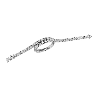 Wire style tennis bracelet white gold 18k with diamonds