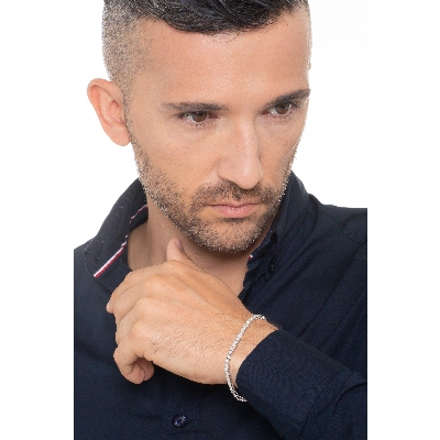 Wire style tennis bracelet white gold 18k with diamonds