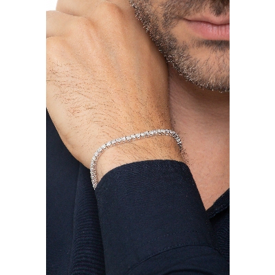 Wire style tennis bracelet white gold 18k with diamonds