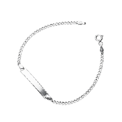 Thin nameplate 18kt white gold bracelet