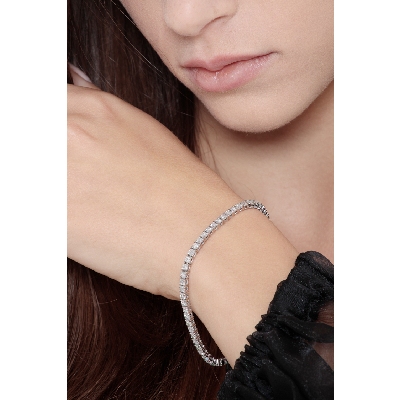 Wire style tennis bracelet white gold 18k with diamonds