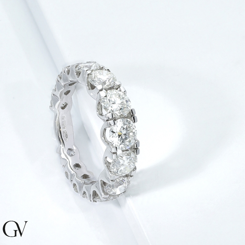 White gold 18k half eternity ring with diamonds  White gold 18k half eternity ring with diamonds