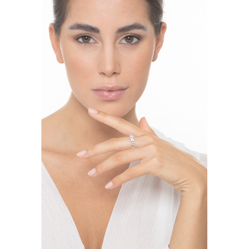 White gold 18k half eternity ring with diamonds  White gold 18k half eternity ring with diamonds