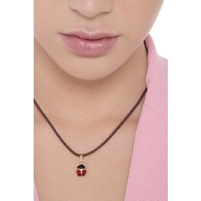 Enemaled ladybug 18k yellow gold