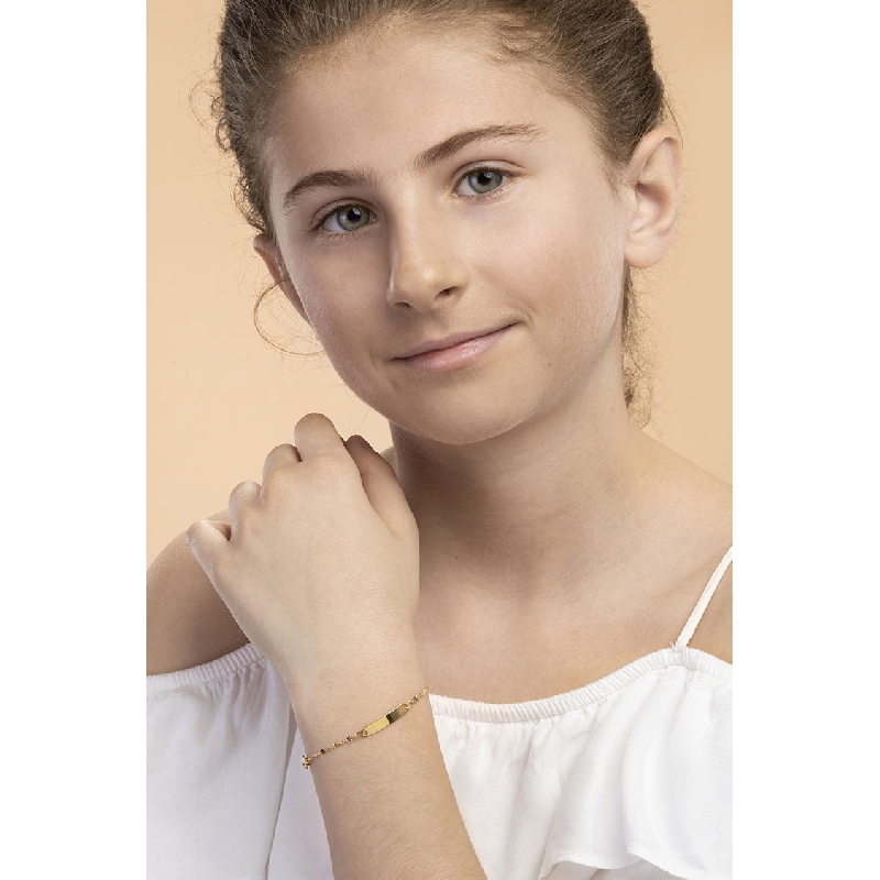 Teddybear nameplate 18kt yellow gold bracelet