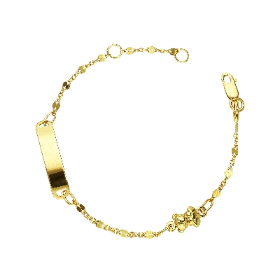 Teddybear nameplate 18kt yellow gold bracelet