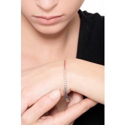 Multicolor sapphires tennis bracelet in yellow gold 18k 2