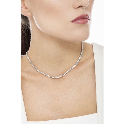 Diamond tennis necklace in 18k White gold